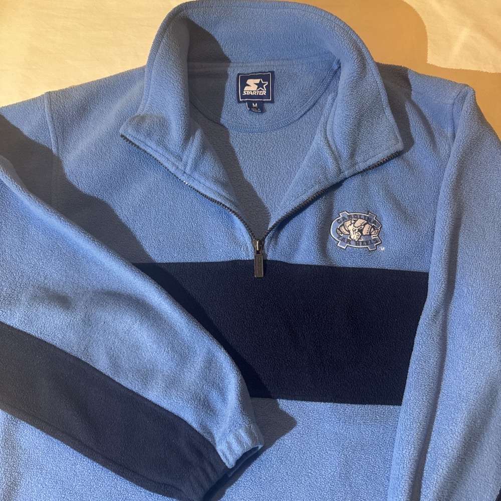 Vintage Starter North Carolina Tar Heels 1/4 Zip Fleece Sweatshirt 90s Blue Med